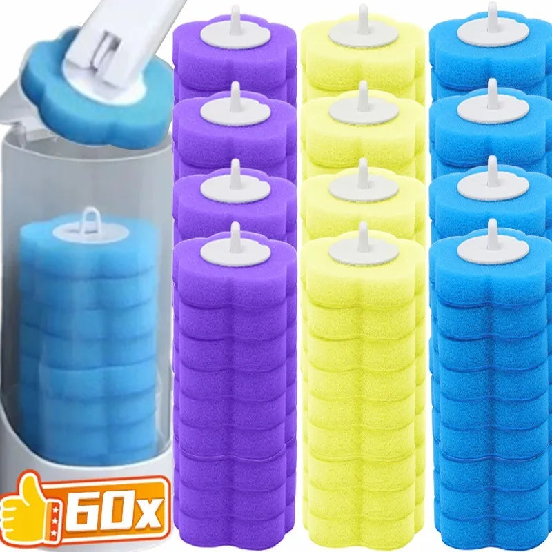 Foam Cleaning Sponges Heads Toilet Brush