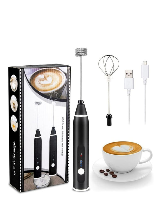 USB Rechargeable Handheld Electric Milk Frother with 3 Speeds