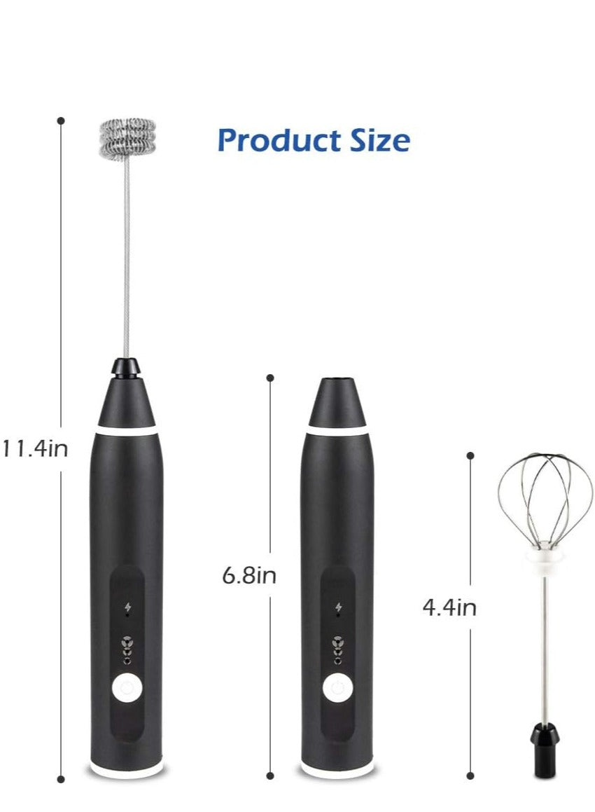 USB Rechargeable Handheld Electric Milk Frother with 3 Speeds