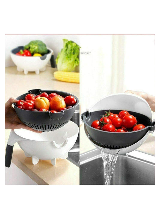 9 in 1 Multifunction Magic Rotate Vegetable Cutter with Drain Basket