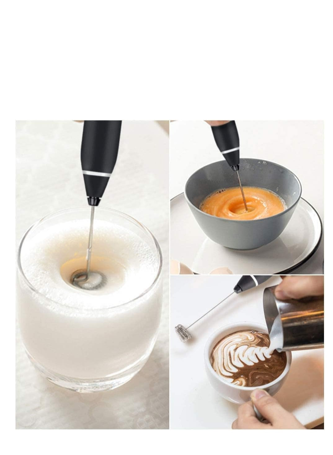 USB Rechargeable Handheld Electric Milk Frother with 3 Speeds