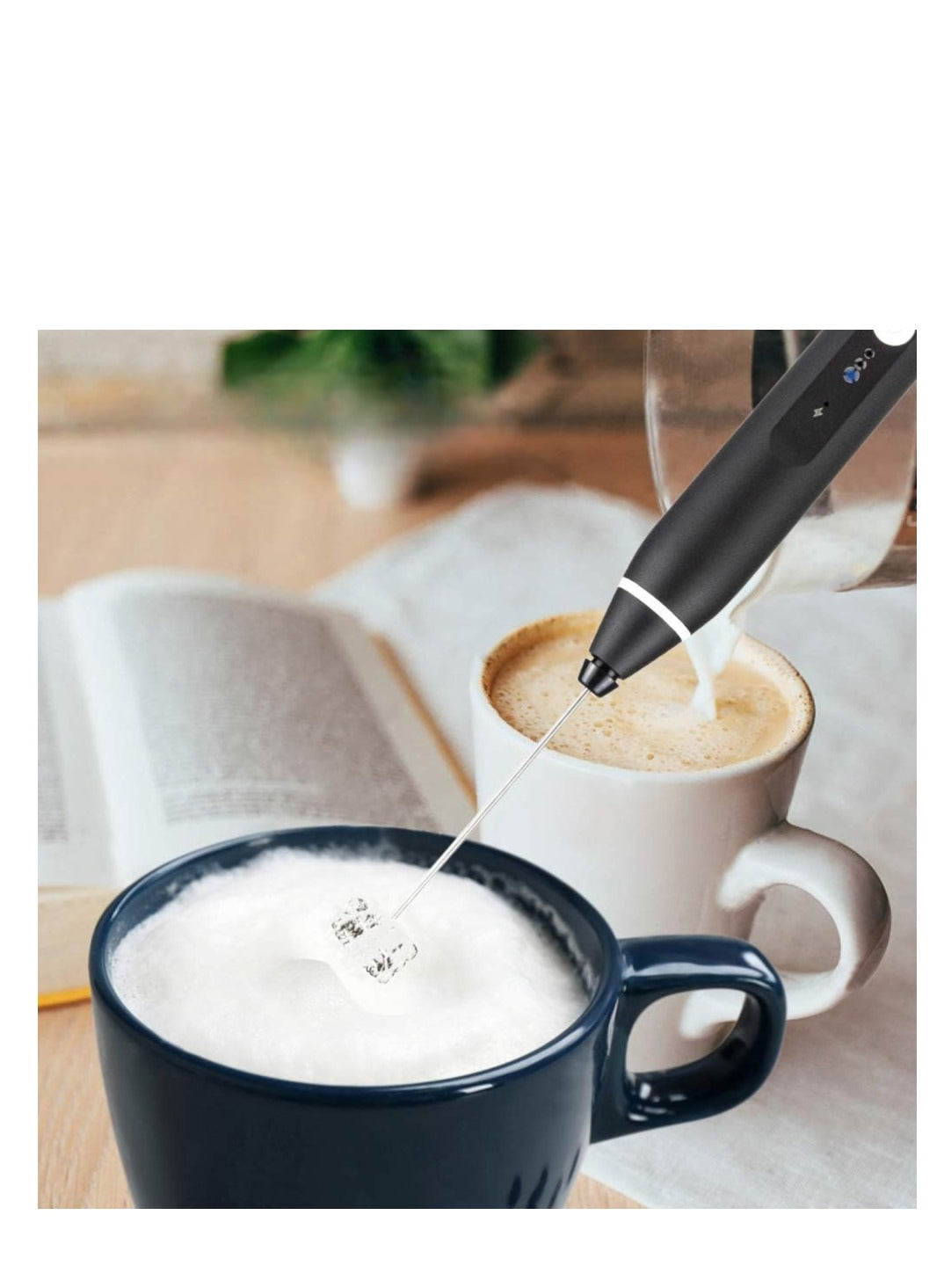 USB Rechargeable Handheld Electric Milk Frother with 3 Speeds