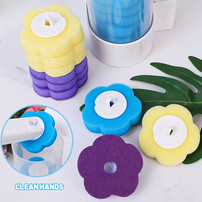 Foam Cleaning Sponges Heads Toilet Brush