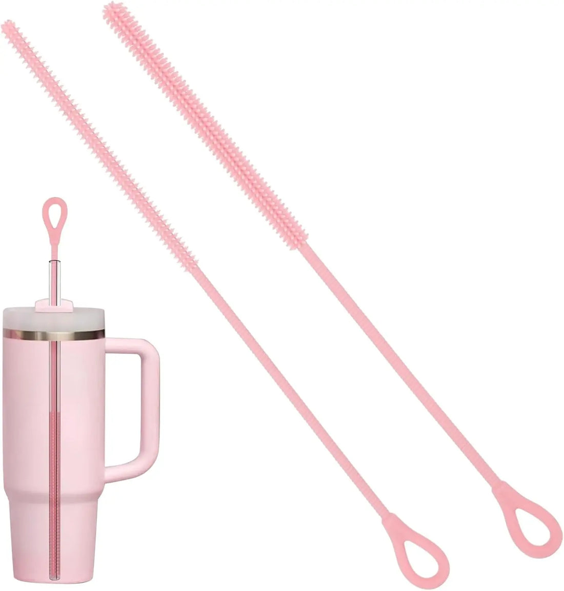 Silicone Straw Cleaner Brush with Bendable Steel